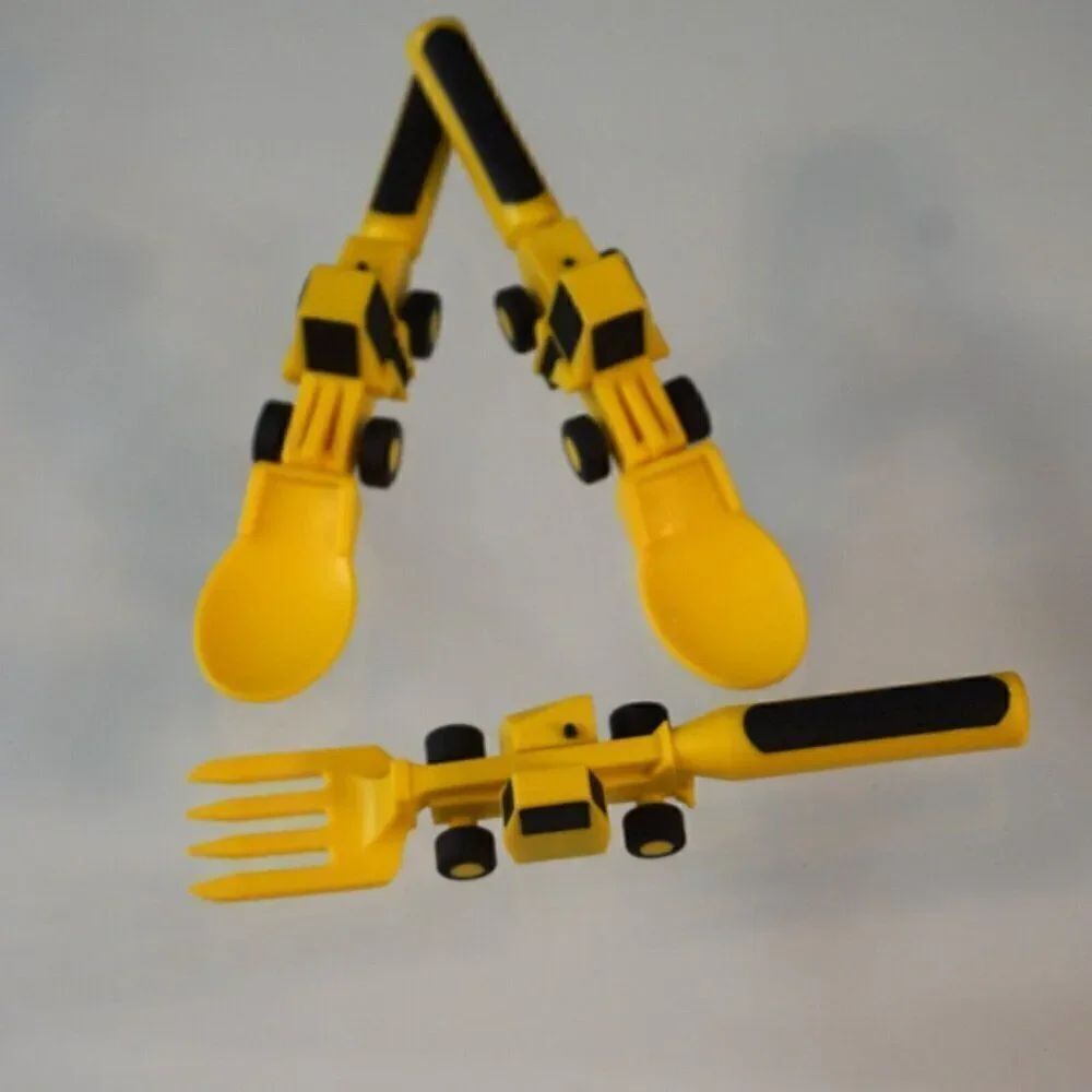 Constructive Eating Made in USA Set of 3 Construction Utensils for Toddlers